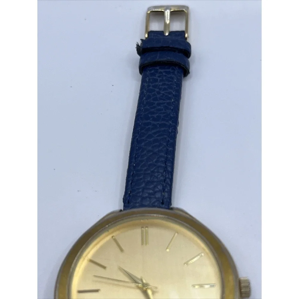 Francesca's Women's Quartz Watch Gold Tone Blue Band 9756- New Battery‎